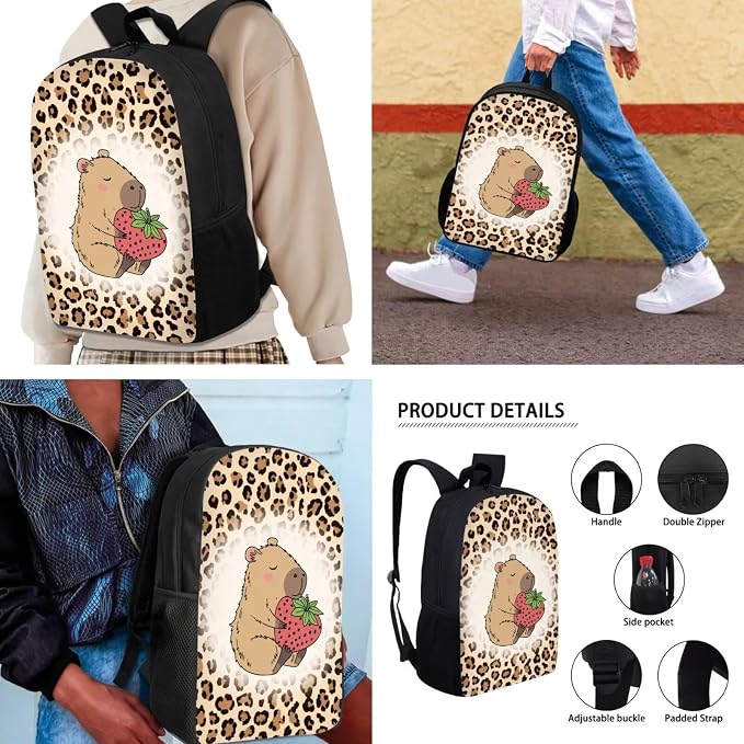 AFPANQZ Kids Backpack 3 Pieces Set Large Capacity School Bags with Heat Insulated Lunch Bags Small Pencil Bags 3 Pack - Image 4