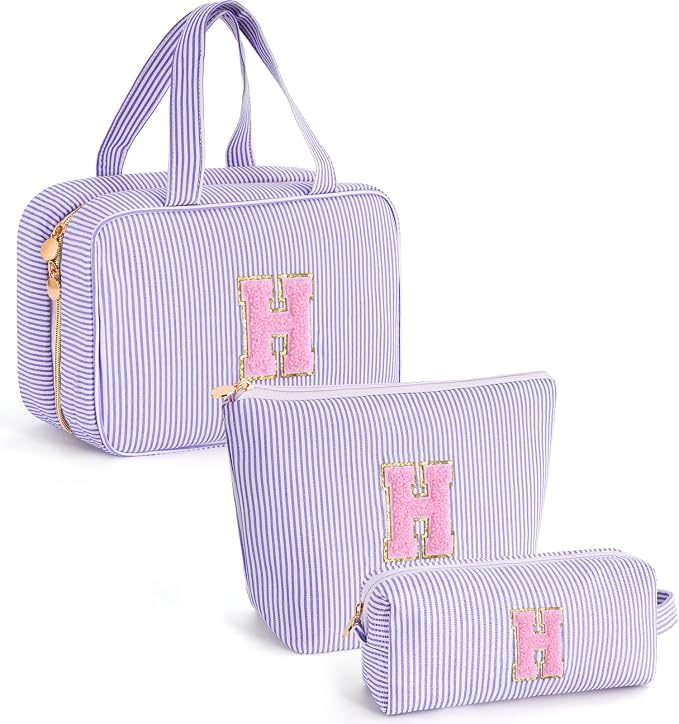 Gifts for Teen Girls Women - Travel Hanging Toiletry Bag & Makeup Bag - Personalized Initial Cosmetic Bag | Birthday Gift for Girl Trendy Stuff - Lavender H by Unknown