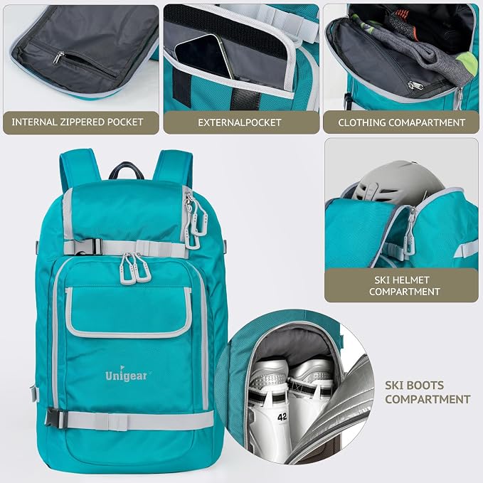 Unigear Ski Boot Bag Backpack for Helmet 50L/70L, Goggles, Gloves, Skis, Snowboard & Accessories - Image 3