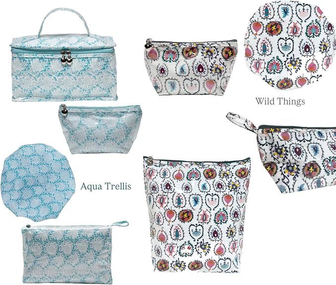 Jacaranda Living Medium Cosmetic Bag – Waterproof PVC-Lined Makeup & Toiletry Bag for Women, Zipper Organizer for Skincare, Cosmetics & Travel Essentials, Pomegranate - Image 6