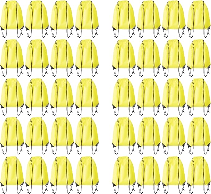 Drawstring Backpack Bulk 40Pcs Draw String Backpack Bags DIY Gym Sports Traveling Yoga Cinch Bag Sackpack Drawstring (yellow) by Unknown
