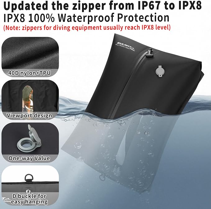Eulant Travel Vacuum Bags with Pump,Professional IPX8 Waterproof Vacuum Compression Bag for Carry-On Suitcase & Travel Backpack,Space Saver Bags Packing Organizers(2 Pack,Dark Black) - Image 3
