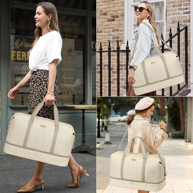 IBFUN Weekender Bags for Women, Travel Duffle Bag with Shoe Compartment Carry on Weekender Overnight Duffel for Weekend Travel Business Trip 3PCS - Image 2
