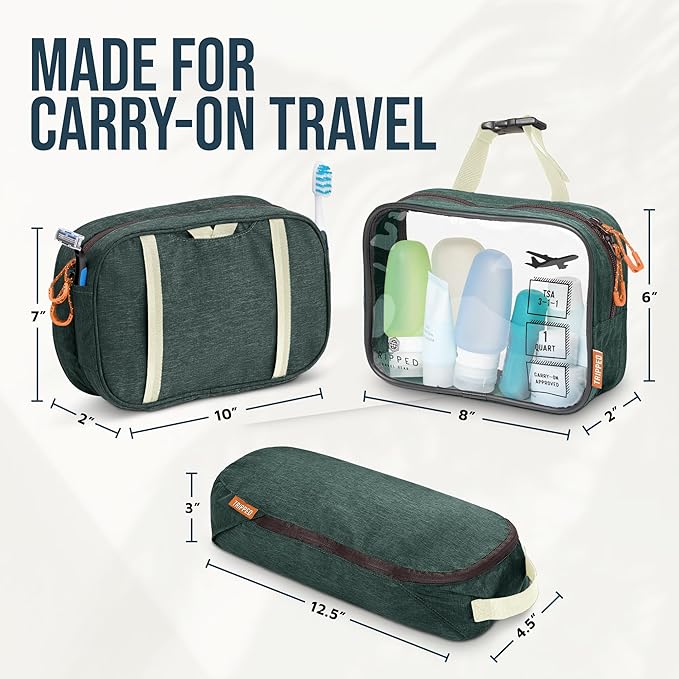 Toiletry Bag Kit 3 Piece Set: Hanging Travel Toiletry Bag + 311 TSA Cosmetic Liquid Bag + Accessory Organizer Pouch - Image 6