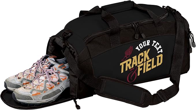 Custom Track Bag Personalized – Track and Field Duffel Bag with Name – Track Team Gear Bag for Athletes, Running Spike Shoe Compartment, Boys Girls Practice & Meet Sports Bag by all+about+me+company