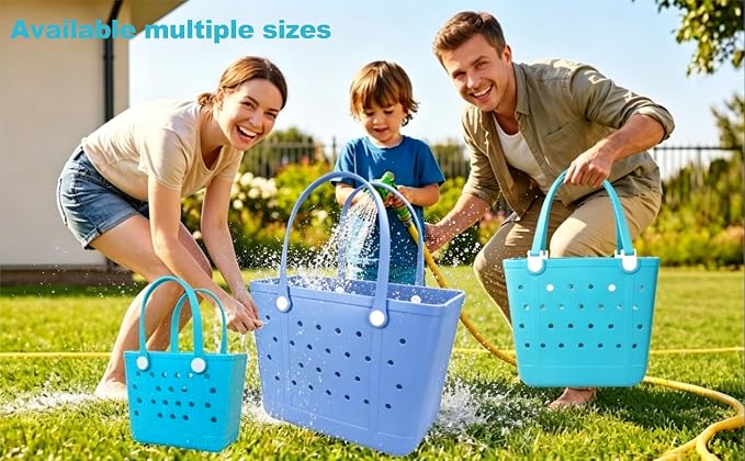 Rubber Beach Bag for Women, Waterproof Travel Tote Bags for Beach | Waterproof Sand-proof Tote Bags with Zipper Pocket, Durable Lightweigh Tote Bag for Outdoor - Image 3