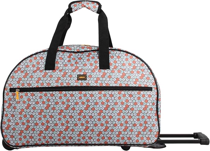 LUCAS Designer Carry On Luggage Collection - Lightweight Pattern 22 Inch Duffel Bag- Weekender Overnight Business Travel Suitcase with 2- Rolling Spinner Wheels (DAISIES WHITE, 22in) by LUCAS