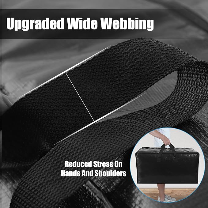 Cosy Family 8 Pack Heavy Duty Extra Large Moving Bags with Backpack Straps - Strong Handles & Zippers, Storage Totes For Space Saving, Fold Flat, Alternative to Moving Box (40 gal, Black) - Image 2
