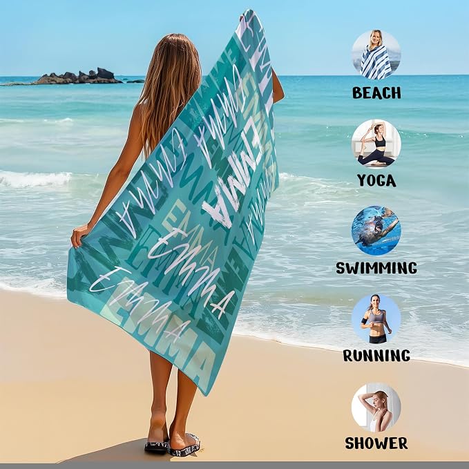 JML Personalized Beach Towel with Name, Custom Beach Towel with Name, Customized Microfiber Pool Towel, Quick Dry & Absorbent Swim Towel for Adult,Anniversary, Birthday, Summer Holiday,Vacation - Image 6