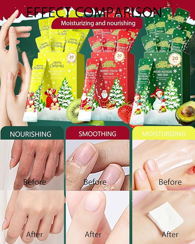 Christmas Mini Hand Cream Gift Set,20 Pcs Mini Hand Cream Lotion for Women Dry Cracked Hands Kiwi,Travel Size Bulk Moisturizing Hands Skin Care Christmas Stocking Stuffers Favors Birthday Gifts