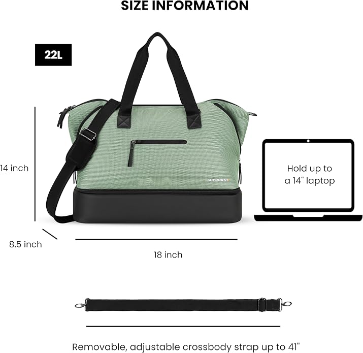 Sherpani Boston, Anti Theft Weekender Bags, Travel Duffel Bag, Carry On Tote Bag with Removable Shoe Bottom Compartment - Image 3