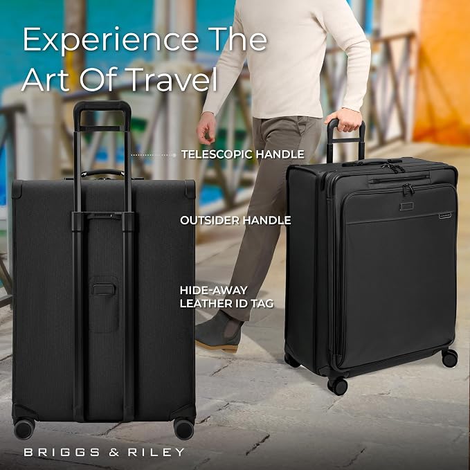 Briggs & Riley 31" Extra Large Expandable Spinner - Checked Luggage for Travel, Suitcases with Wheels, Softside Rolling Bag for Men & Women, Self-Repairing Zipper - Baseline Collection, Black - Image 5