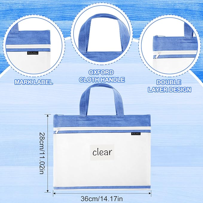 Zhehao 6 Pcs Student Book Pouches with Handle Document Bag Sew Project Bag for Quilting Mesh Zipper Pouch File Artwork Storage Organize for A4 Files, 14 x 11 Inch - Image 4
