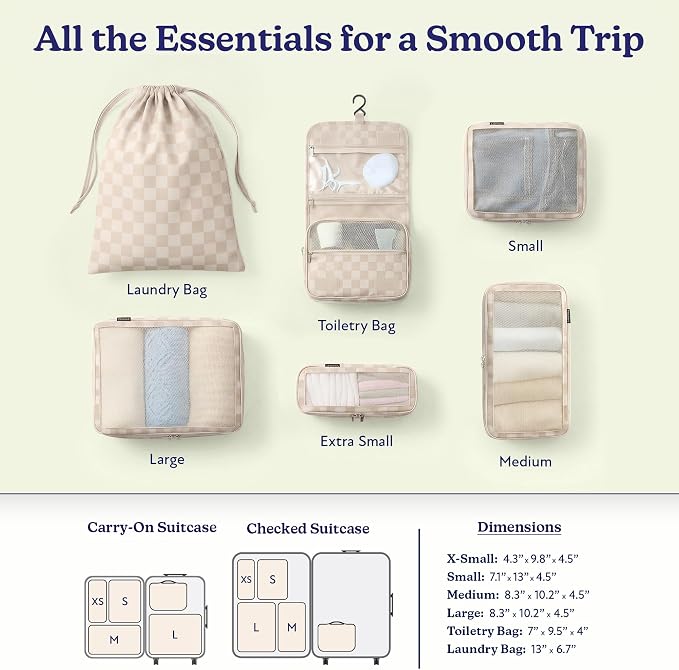Vandel Space-Saving Compression Packing Cubes for Women with Hanging Toiletry Bag, Laundry Bag, Compressible Carry On Suit Case Organizer Luggage Packing Cubes for Travel Compression Organizer Bags - Image 3