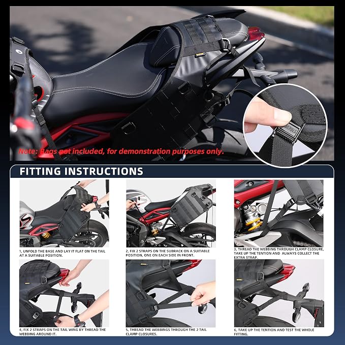 Rhinowalk Motorcycle Mount Base, Motorcycle Tail Bag Saddle Bag/Tail Bag/Seat Bag Universal Saddle Bag Mount Base - Image 3