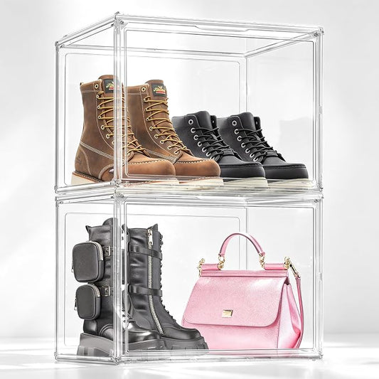 1 Pack Oversized Acrylic Boot Display, Clear Display Box for Boots&Handbags | 17.7 x 13 x 13 in XXX-Large PET box for boots, bulky sneakers, handbags and larger closet items,display closet organization by EDSFAM