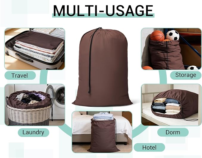 ZPECC Bulk Travel Laundry Bag,Extra Large Heavy Duty Laundry Bags 24 Pack,Washable Dirty Clothes Organizer for Commercial College Dorm Hotel Camping and Home Storage 30x40(Brown) - Image 3