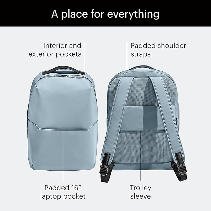 Away Amazon Exclusive The Everywhere Zip Backpack - Personal Item Airline Approved Backpack with 16” Padded Laptop Sleeve, Water Bottle Pocket, Interior and Exterior Pockets - Sky Blue - Image 3