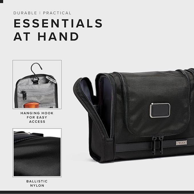 TUMI - Alpha Hanging Travel Kit - Toiletries and Cosmetics Organizer - Travel Essentials Bag with Hooks & Pockets - Black - Image 5