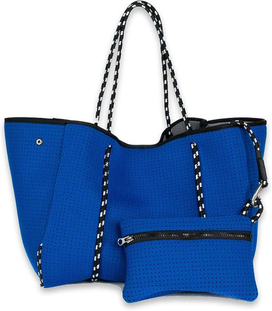 POPUPS Large Neoprene Tote Bag for Women - Everyday Designer Handbag for Travel Work and Beach with Pockets and Zipper Pouch by POPUPSBrand