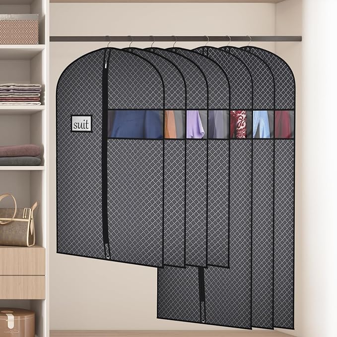 Univivi 60 Inch Lightweight Garment Bag for Hanging Clothes, 10 Pack, Black | Breathable Dress Bag, Dustproof Hanging Garment Bag, Clear Window and ID Card Holder for Coats, Dresses - Image 5