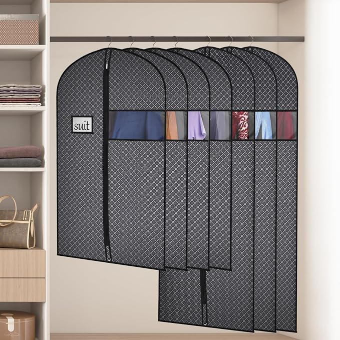 Univivi 60 Inch Lightweight Garment Bag for Hanging Clothes, 10 Pack, Black | Breathable Dress Bag, Dustproof Hanging Garment Bag, Clear Window and ID Card Holder for Coats, Dresses - Image 5