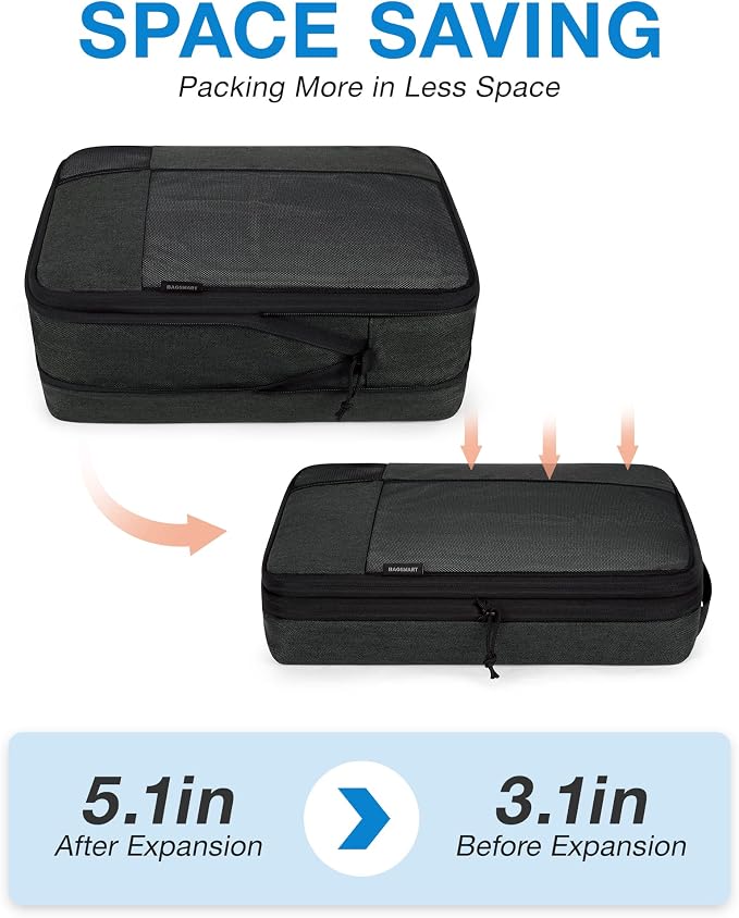 BAGSMART Compression Packing Cubes for Travel, 6 Set Luggage Organizer Bags | Fits 20/24/28in Carry-On Suitcases, Compressible Bags Streamline Cruise Travel Essentials, Sturdy Handles, Machine Washable - Image 4