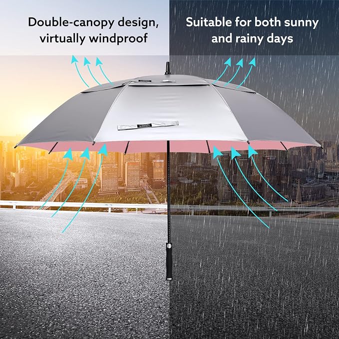 G4Free UV Golf Beach Umbrella 68”Auto Open Extra Large Sun Shade Umbrellas | Vented Windproof, Double Canopy, Oversize UPF 50+ UV Protection Sun Shade umbrella, Auto-Open, patio/fishing/golf umbrella - Image 6
