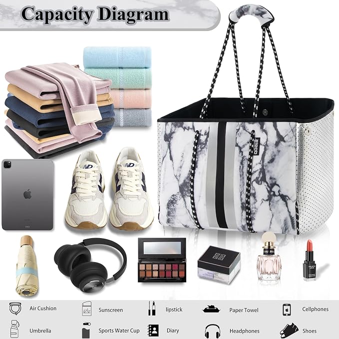 QOGiR Neoprene Multipurpose Beach Bag Tote with Inner Zipper Pocket … … … … - Image 5