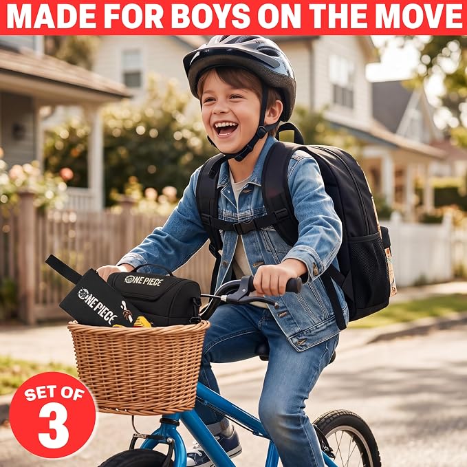 Get Trend One Piece Boys Backpack, Lunch Bag & Pencil Case, 3 Piece Set | 18in Bookbag, Adjustable Padded Straps, Lightweight Insulated Lunch Bag, Pencil Pouch, School Supplies, Anime Gifts for Boys - Image 5