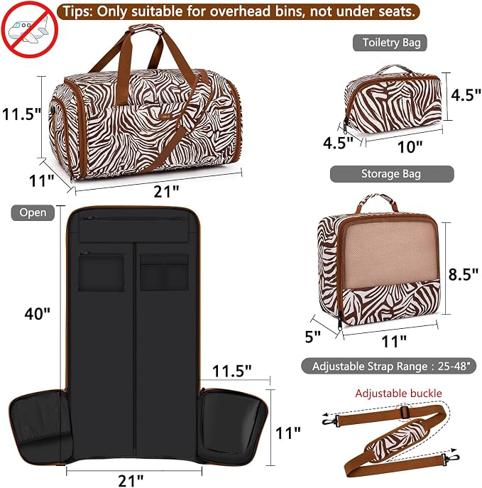 Convertible Garment Bags for Travel - Carry on Garment Duffle Bag with Backpack Straps for Men Women, 4 in 1 Large Travel Duffel Bags with Shoes Compartment Hanging Suit Dress Weekender Bag 3pcs Set - Image 5