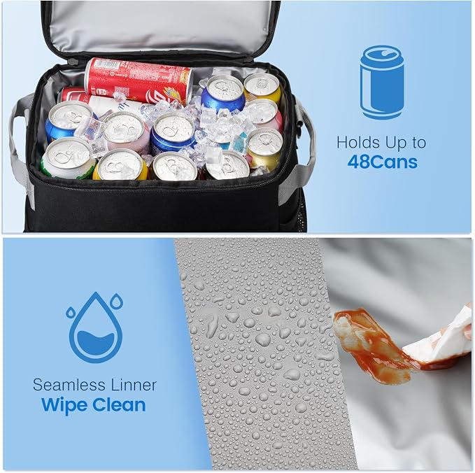 Rolling Cooler with Wheels and Handle, Heavy Duty Leakproof Soft-Sided Cooler, 12Hrs Ice Retention & Enhanced Stability, Insulated Travel Cooler for Camping,Grocery,Beach,Outdoor - Image 8
