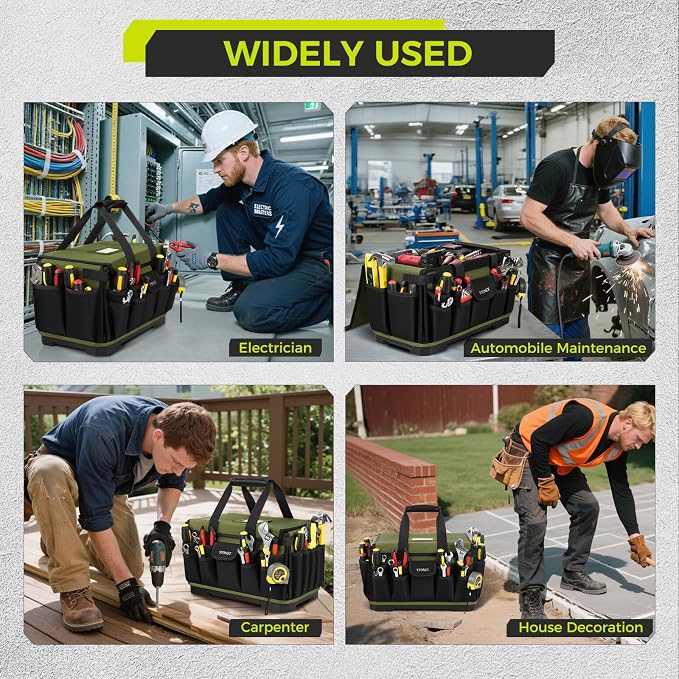 Heavy Duty Tool Bag 18-Inch, Extra Large 46 Pockets Electrician Tool Bag for men with Hard Bottom & Waterproof Pocket, 1680D Tear-Proof Toolbox Organizer for HVAC Mechanic, Father Dad Birthday Gift - Image 8