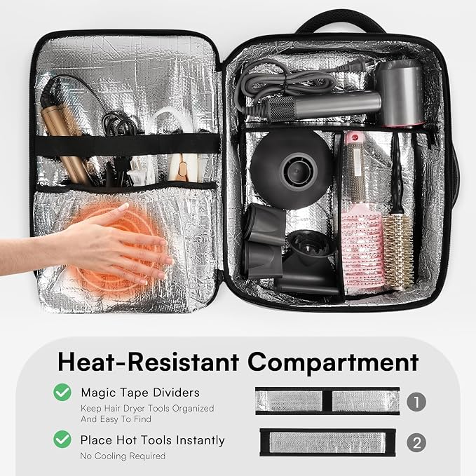 Barber Bag with 2 Pouches, Professional Hairstylist Travel Backpack with Adjustable Dividers, Hairdresser Hair Tools Bag with Insulated Pocket, Cosmetology Bags for Supplies, Water-resistant, Black - Image 3