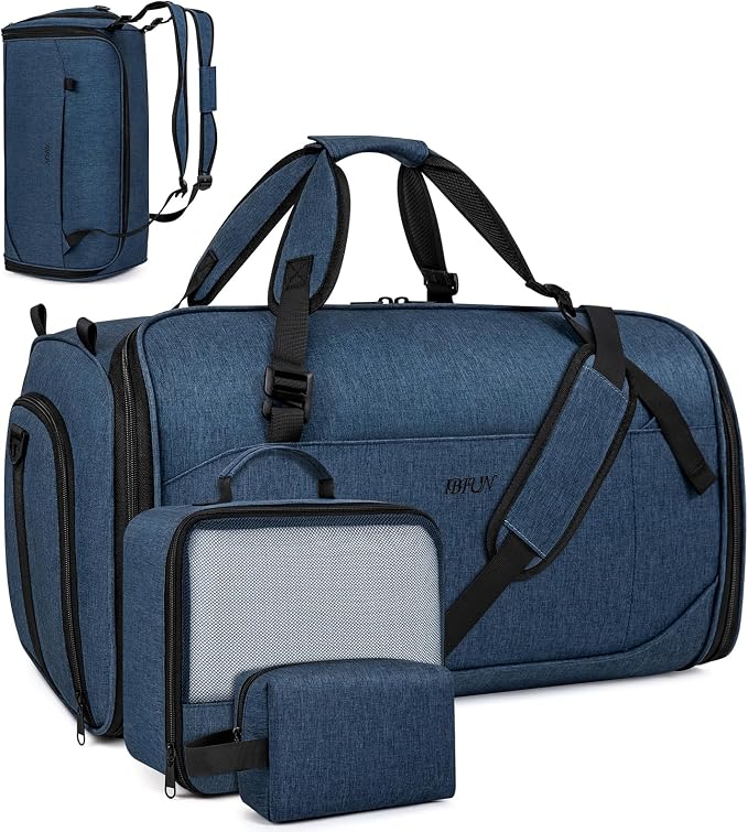 Convertible Garment Bags for Travel - Carry on Garment Duffle Bag with Backpack Straps for Men Women, 4 in 1 Large Travel Duffel Bags with Shoes Compartment Hanging Suit Dress Weekender Bag 3pcs Set by IBFUN