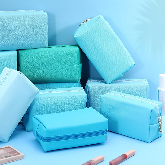 Kigeli Aesthetic Makeup Bags PU Leather Cosmetic Pouches Waterproof Plain Toiletry Bags Makeup Pouches Bulk for Women Party Gift Travel Storage Organizer(Blue Teal,7.1 x 2.8 x 4.3 in) - Image 7