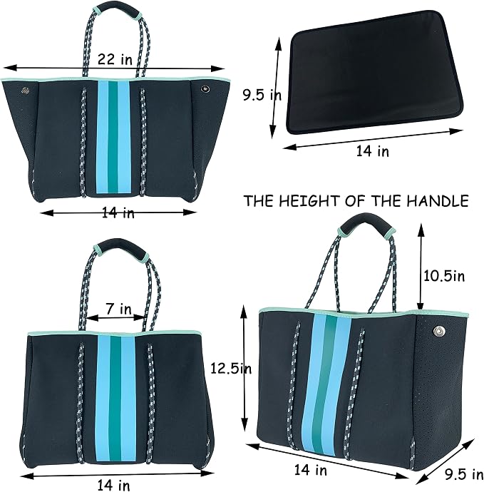 QOGiR Neoprene Multipurpose Beach Bag Tote with Inner Zipper Pocket … … … … - Image 6