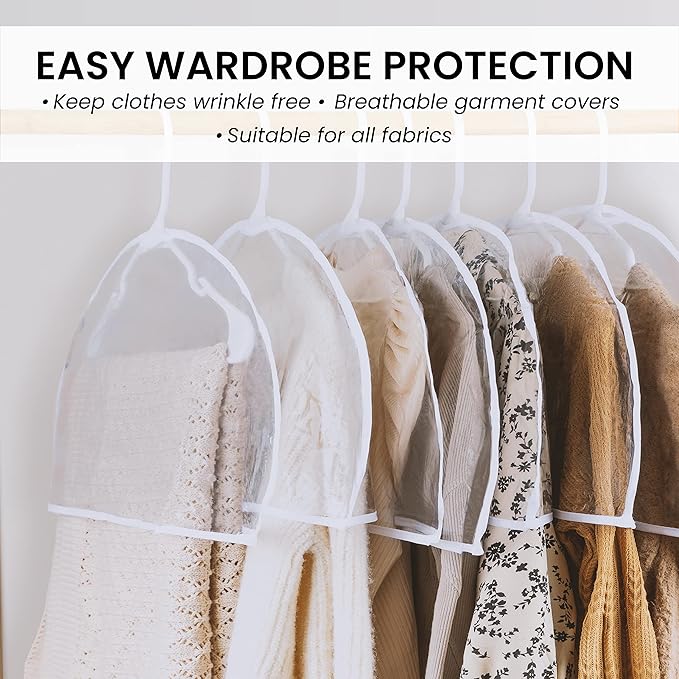 Handy Laundry Clear Vinyl Shoulder Covers - Set of 16 Garment Protectors Keep your Suits, Dresses, Blouses, & Dust Free - Protect and Store your Clothing while In and Out of Season - Image 6