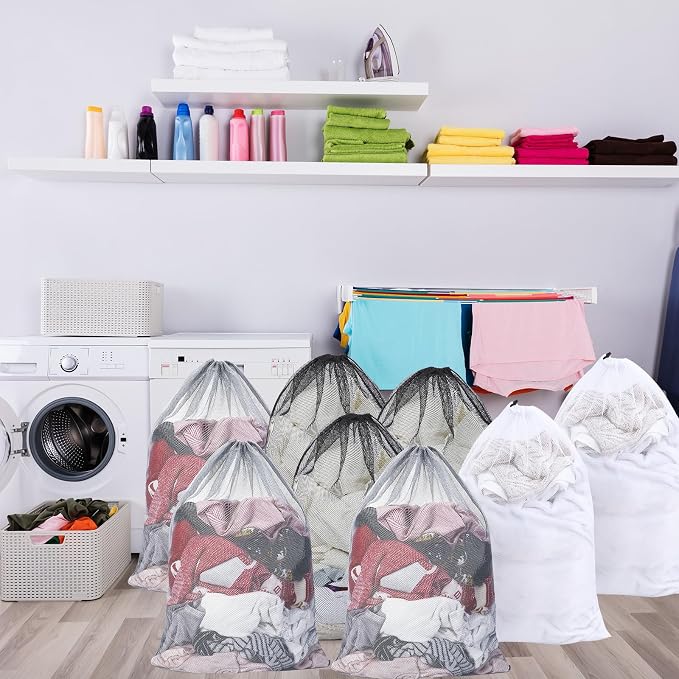 Berlune Large Mesh Laundry Bags, 24 x 36 Inch Bulk Wash Set with Drawstring for Commercial Use, Dorms, Vacation Rentals, Laundromats, Apartments & Facilities(White, Black, Gray,30) - Image 6