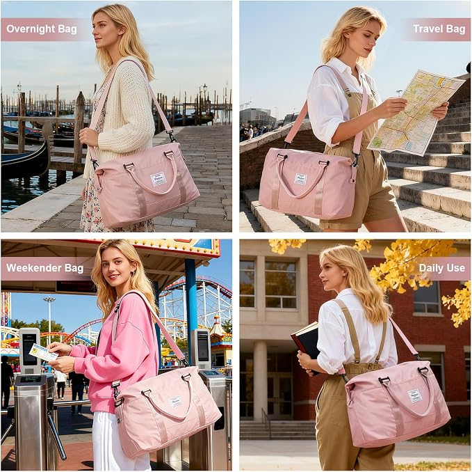 Travel Duffel Bag, Carry On Overnight Weekender Bags for Women | Travel Bag with Wet Pocket & Trolley Sleeve, For Spirit Airlines 18x14x8 Personal Item Bag - Image 8