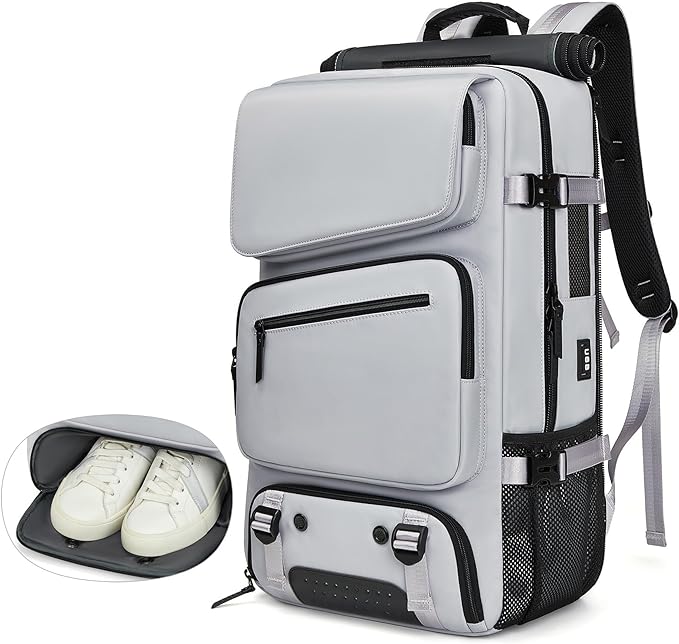 Backpack for Traveling On Airplane,Expandable Carry On Laptop Backpack for Men and Women,Outdoor Travel Bag,Grey by ODSSTAIPS