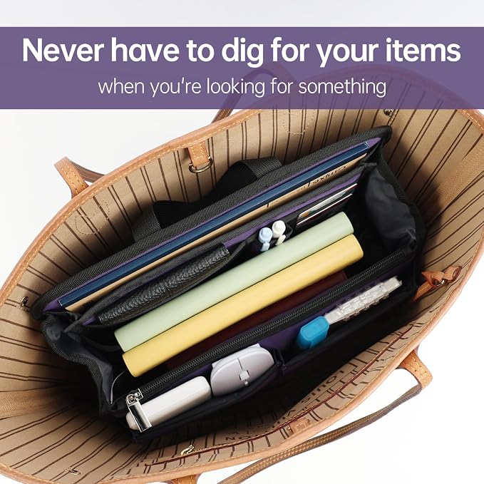 Small Rugged Organizer Insert for Briefcase Tote Shoulder Messenger Bag-19 Pockets,Padded Water-repellent Nylon-Pink - Image 3