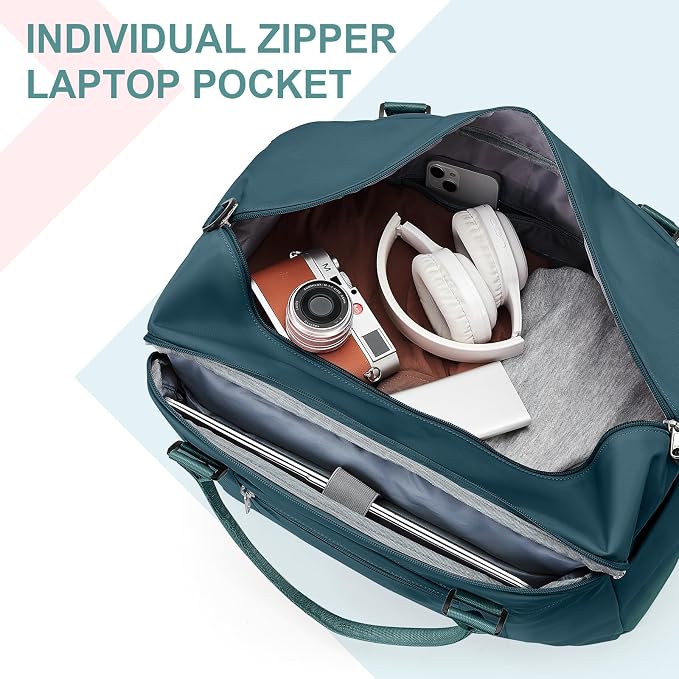 Travel Duffel Bag, Carry On Overnight Weekender Bags for Women | Travel Bag with Wet Pocket & Trolley Sleeve, For Spirit Airlines 18x14x8 Personal Item Bag - Image 5