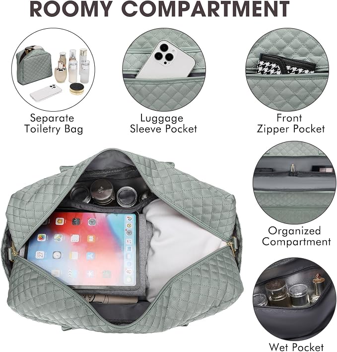 Travel Duffle Bag Weekender for Women - 38L Carry-On Overnight Personal Item Bag with Shoe Compartment & Wet Pocket Weekend Tote Bags with Toiletry Hospital Bags for Labor and Delivery - Image 4