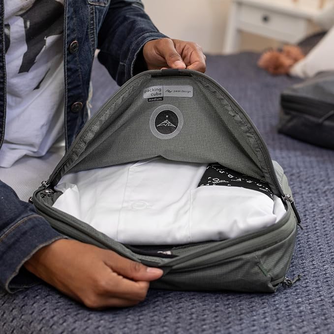 Peak Design Packing Cube, Sage, Weatherproof Luggage Cube with Dual Compartment Organization, Expansion and Compression, Zipper Opening, Travel Organizer for Men and Women, Size M - Image 5