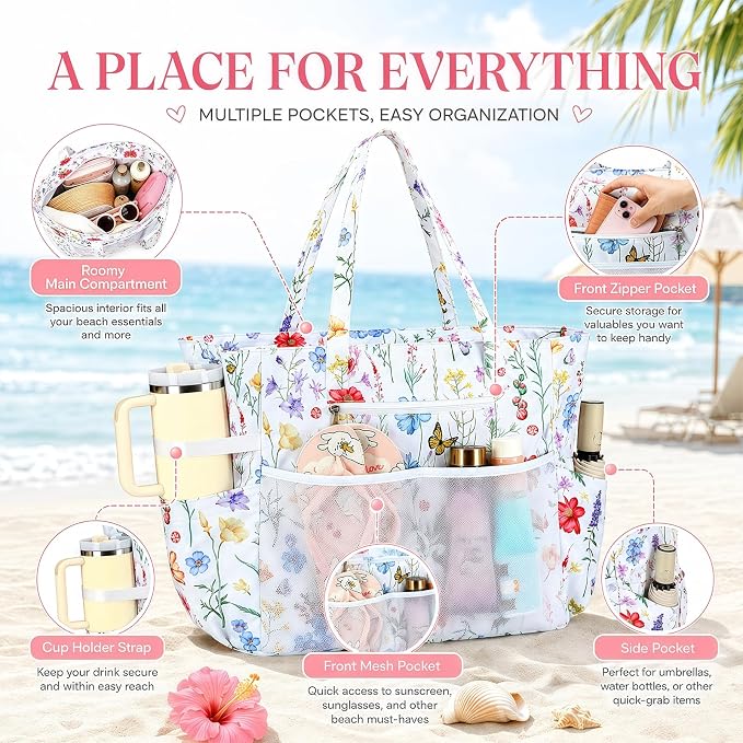 Bluboon Waterproof Beach Tote Pool Bags for Women Ladies Extra Large Carry On Bag With Wet Compartment for Weekender Travel - Image 4
