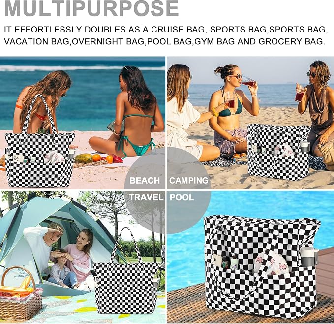 Bluboon Waterproof Beach Tote Pool Bags for Women Ladies Extra Large Carry On Bag With Wet Compartment for Weekender Travel - Image 6