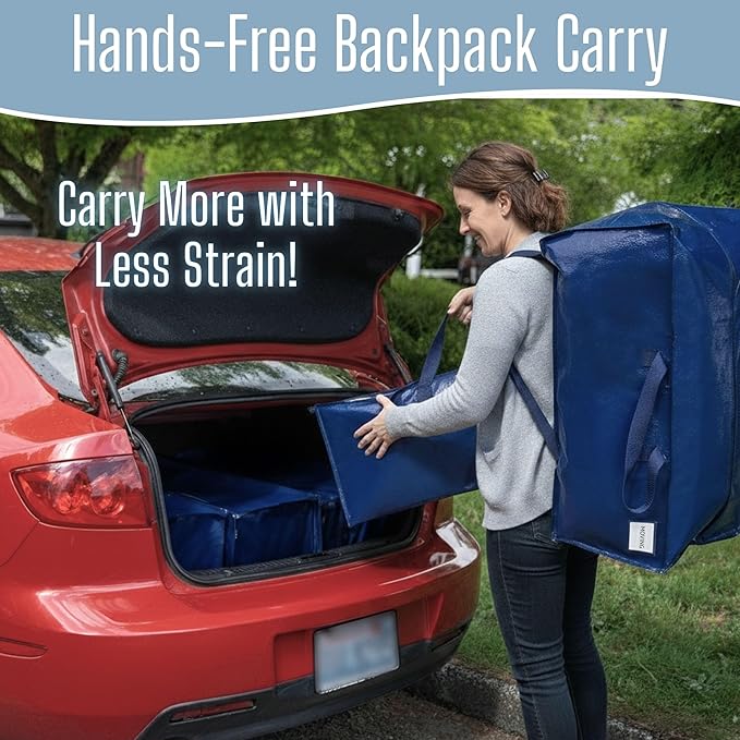 VENO 10 Pack Heavy Duty Moving Bags with Backpack Straps, Zippers & Handles, Extra Large Packing Bags for College Dorm Essentials, Moving Supplies Alternative to Cardboard Moving Boxes - Image 4