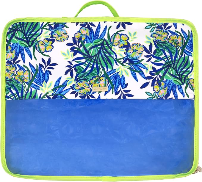 Lilly Pulitzer Packing Cubes Set of 3, Blue and Green Prints | Resort Ready Polyester & Mesh Suitcase Luggage Organizers in 3 Sizes with Zipper Closures, Trim, & Handles for Travel - Image 6