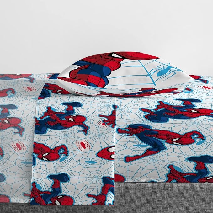 Marvel Spiderman Twin Comforter Set 5 Piece Kids Bedding for Boys, Blue | Bed in a Bag, Comforter Sheets Sham Pillowcase, Official Brand, Soft Microfiber, Machine Washable, Easy Care, Boys Gift - Image 4